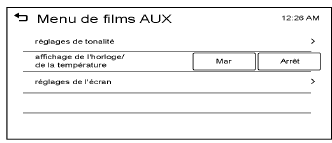Utilisation du menu de films AUX